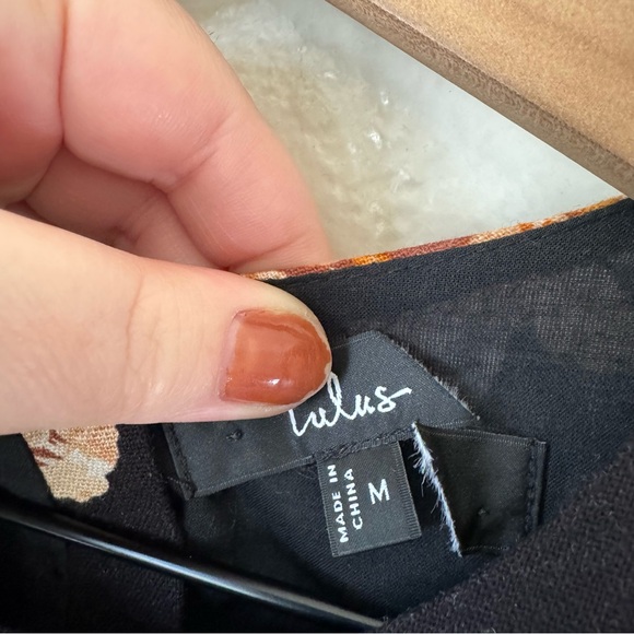 Lulus | Darling Simplicity Black Floral Linen Cutout Mini Dress - Picture 4 of 8